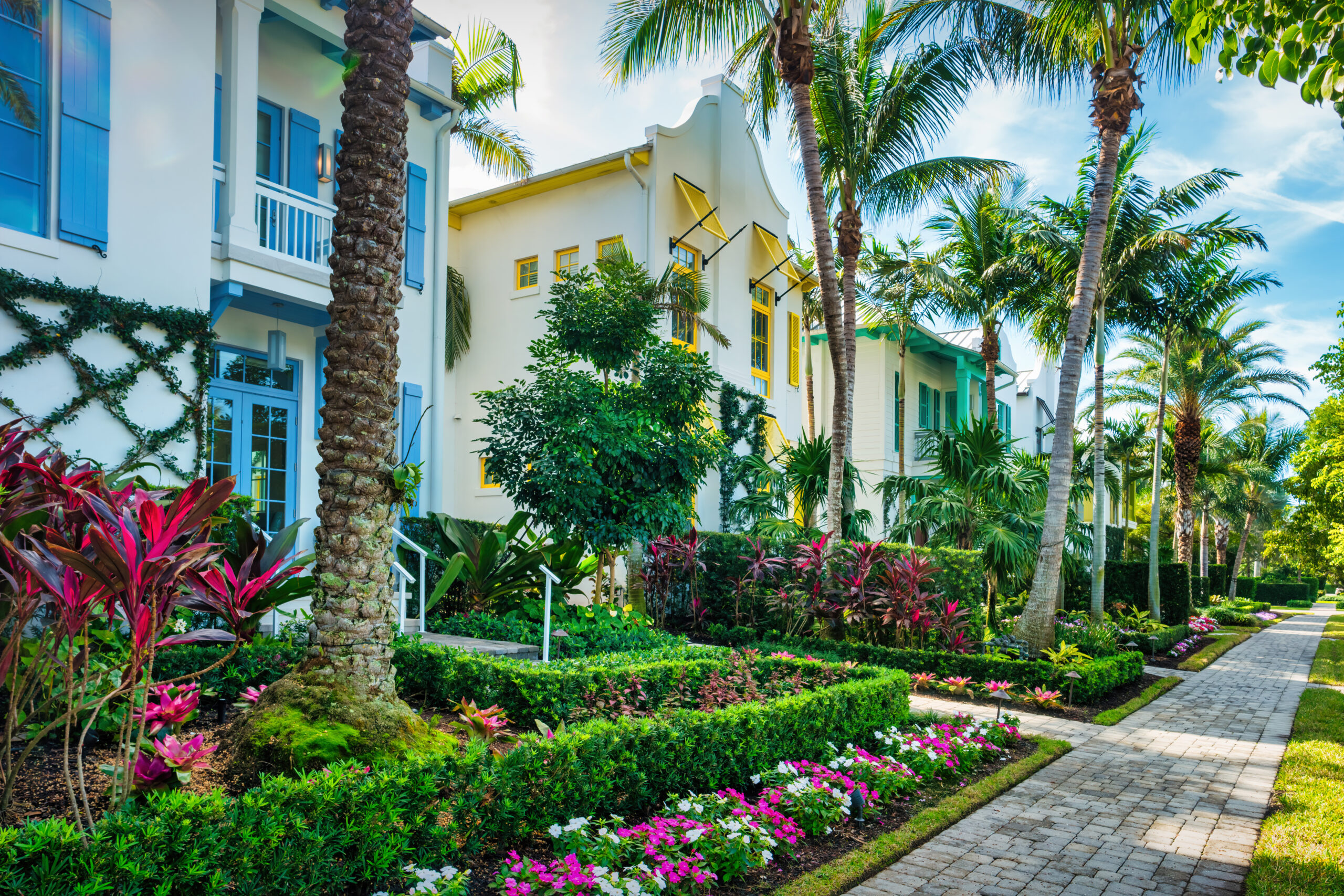 Colorful ornamental and landscape beds at a South Florida property